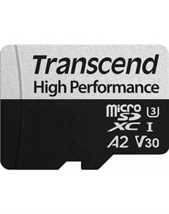 Карта памяти microSDXC 330S 256 Гб UHS I Class U3 V30 A2 с адаптером Transcend