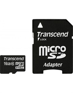 Карта памяти Micro SDHC 16GB Class 10 TS16GUSDHC10 адаптер SD Transcend