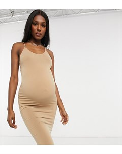 Базовое платье на бретельках из джерси бежевого цвета Flounce Maternity Flounce london maternity