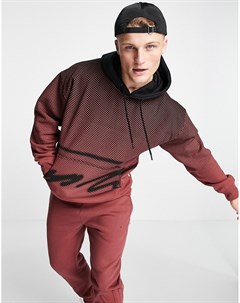 Худи бордового цвета с фирменным принтом Topman