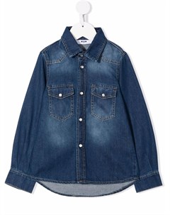 Джинсовая рубашка с логотипом Msgm kids