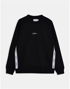 Черный свитшот для дома с фирменной тесьмой Topman