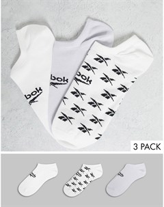 Набор из 3 пар белых невидимых носков с логотипом Reebok