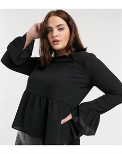 Черный свободный топ с длинными рукавами ASOS DESIGN Curve Asos curve