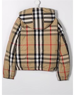 Пуховик в клетку Burberry kids