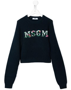 Джемпер вязки интарсия с логотипом Msgm kids