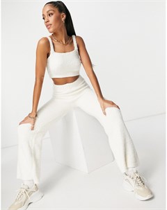 Белые широкие фактурные брюки из переработанных материалов от комплекта Missguided