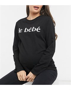 Черный лонгслив с надписью Le Bebe Maternity Topshop