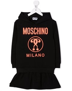 Платье с капюшоном и логотипом Double Question Mark Moschino kids