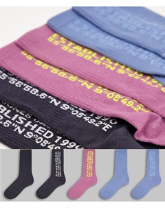 Набор из 5 пар разноцветных теннисных носков с логотипом Jack & jones
