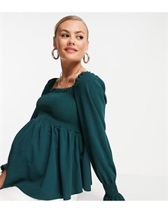 Темно зеленый присборенный топ с квадратным вырезом New look maternity