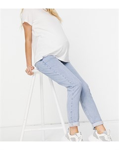 Голубые джинсы в винтажном стиле с эластичной вставкой для животика New look maternity