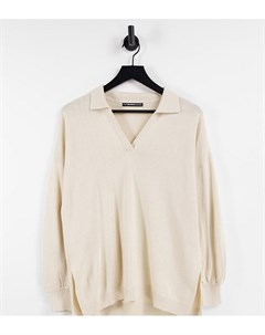 Вязаный топ поло кремового цвета в стиле oversized Beth Threadbare petite