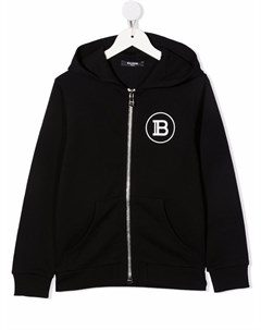 Худи на молнии с логотипом Balmain kids