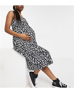 Разноцветное присборенное платье миди Maternity Topshop