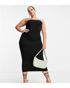 Черное платье миди с открытыми плечами Public desire curve
