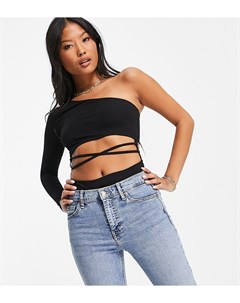 Черное боди на одно плечо ASOS DESIGN Petite Asos petite