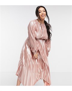 Золотисто розовое плиссированное платье с эффектом металлик Forever u curve