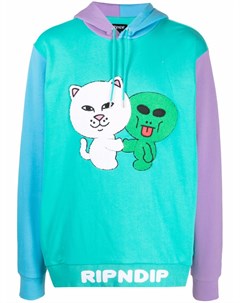 Худи в стиле колор блок с нашивкой Ripndip