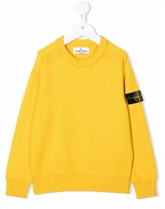 Свитер с круглым вырезом и нашивкой логотипом Stone island junior