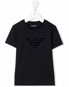 Футболка с фактурным логотипом Emporio armani kids