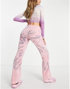 Велюровые брюки розового цвета с эффектом кислотной стирки от комплекта Juicy couture