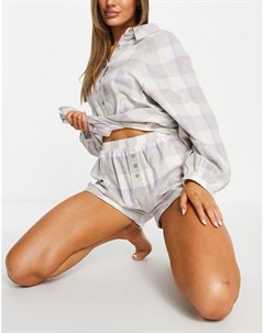 Серые пижамные шорты в клетку из фланелевой ткани от комплекта Cotton On Cotton:on