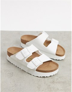 Белые сандалии на плоской платформе Papillio Arizona Birkenstock