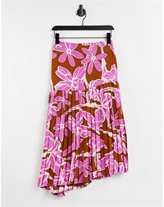 Ассиметричная юбка макси с абстрактным цветочным принтом от комплекта Liquorish