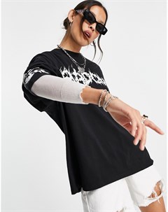 Черный oversized лонгслив Topshop