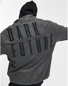 Флисовая спортивная oversized куртка с вышитым логотипом на спине Asos dark future