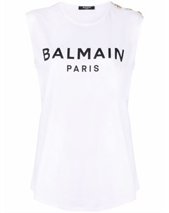 Футболка без рукавов с логотипом Balmain