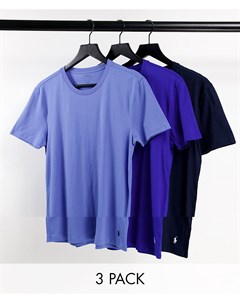 Набор из 3 футболок синего голубого светло голубого цветов с логотипом пони Polo ralph lauren