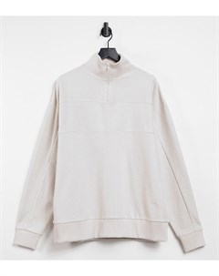 Oversized свитшот цвета экрю с короткой молнией и петельчатой изнанкой Unisex Collusion