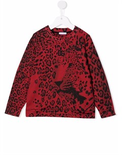 Футболка с длинными рукавами и леопардовым принтом Dolce & gabbana kids