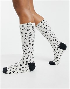 Бело черные носки с мелким леопардовым узором Leslie Ugg