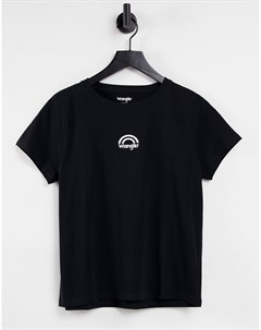 Черная футболка с короткими рукавами и логотипом с радугой Wrangler