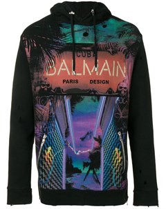 Толстовка с капюшоном и принтом neon lights Balmain