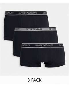 Набор из 3 боксеров брифов черного цвета с логотипом на поясе Emporio armani bodywear