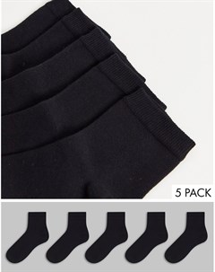 Набор из 5 пар черных носков до щиколотки Asos design