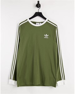 Лонгслив цвета хаки с тремя полосками adicolor Adidas originals