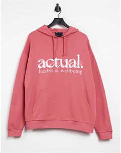 Розовый oversized худи с текстовым принтом ASOS Actual Asos design