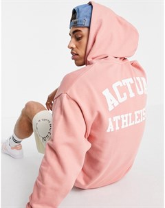 Розовый oversized худи с принтом логотипа на спине ASOS Actual Athleisure Asos design