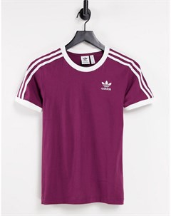 Малиновая футболка с тремя полосками adicolor Adidas originals