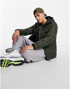 Пуховик с капюшоном цвета хаки Essentials Jack & jones