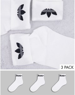 Набор из 3 пар белых носков с отворачивающимися манжетами Adidas originals