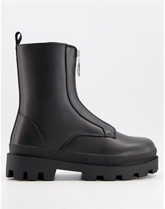 Черные ботинки челси из искусственной кожи с молнией спереди Asos design