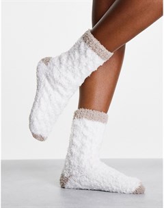 Кремовые пушистые носки для дома вязки косы Asos design