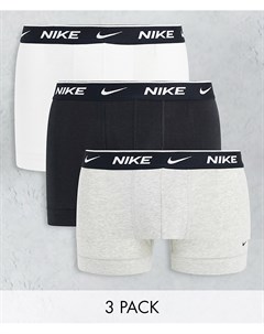 Набор из 3 хлопковых эластичных боксеров брифов черного серого белого цветов Nike