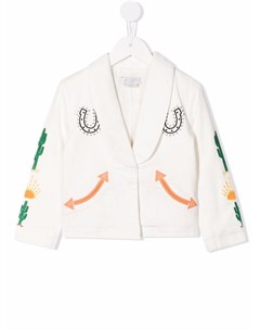 Однобортный блейзер с вышитым логотипом Stella mccartney kids